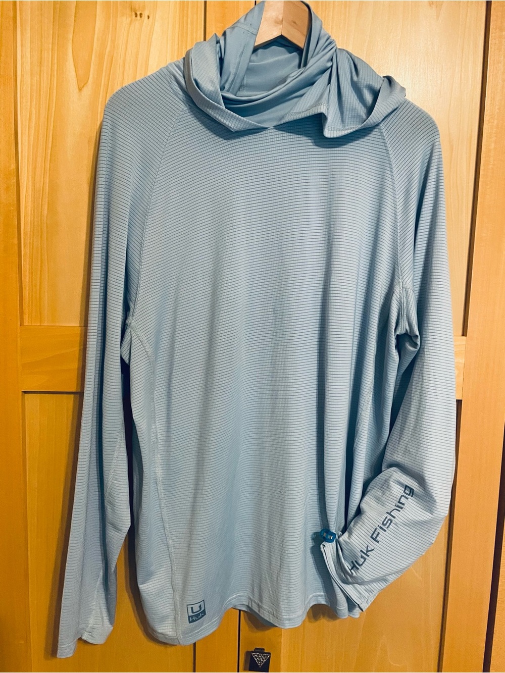 Huk Light Blue Hooded Performance Long-Sleeve Jacket